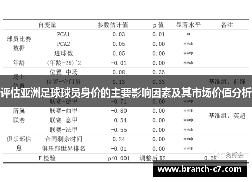 评估亚洲足球球员身价的主要影响因素及其市场价值分析
