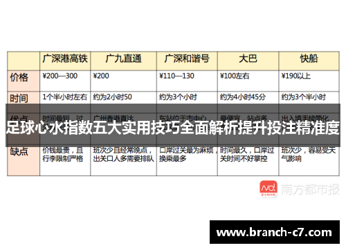 足球心水指数五大实用技巧全面解析提升投注精准度 足球心水指数五大实用技巧全面解析提升投注精准度