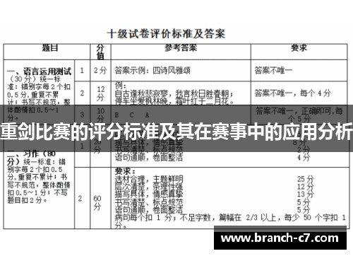 重剑比赛的评分标准及其在赛事中的应用分析